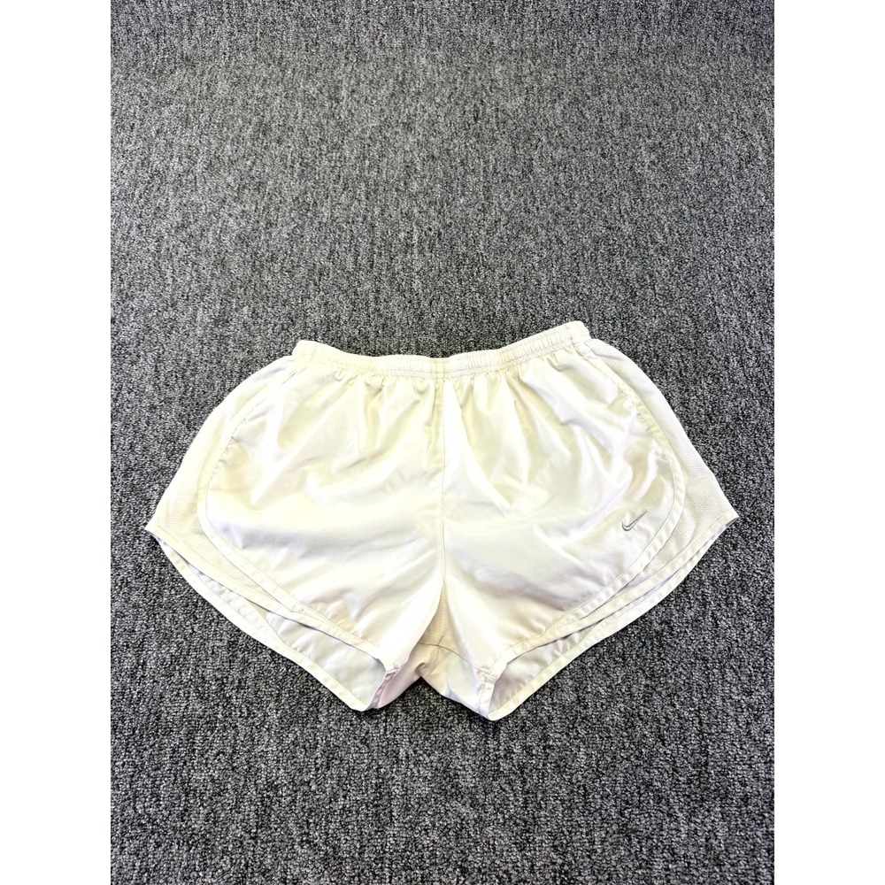 Nike Dri Fit Tempo Athletic Shorts Womens Large White Brief Lined Running Summer